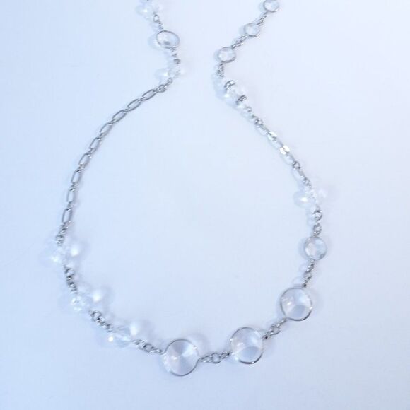 Ann Taylor Lucite Clear Stone Layer Link Toggle Necklace NWOT $59.50 - Picture 8 of 11
